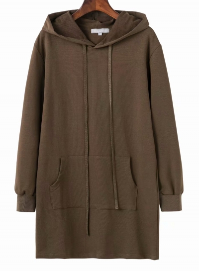 Casual Loose Hooded Long Sleeve Solid Sports Hoodie Dress YOUYOUFASHIONEC.com