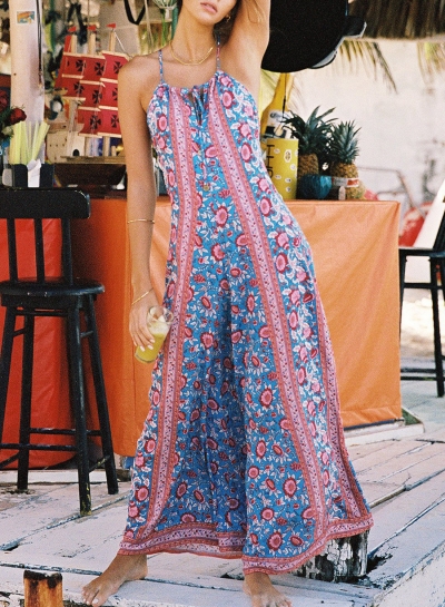 Casual Floral Printed Sleeveless Backless Straight Wide Leg Jumpsuit LEXELFASHIONINTSHOPS.com