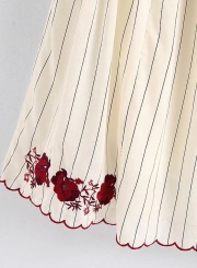 Fashion Casual Embroidered Elastic Waist A-line Loose Skirt