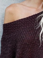 Sexy Off The Shoulder Long Sleeve Loose Solid Sweater