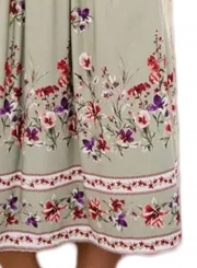 Casual Floral Printed V Neck Short Sleeve Pockets Maxi Dress