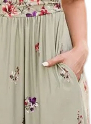 Casual Floral Printed V Neck Short Sleeve Pockets Maxi Dress