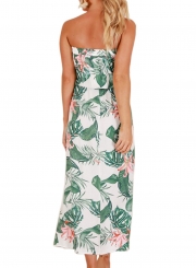 Summer Sexy Floral Print Chest Wrapped Elastic Waist Beach Dress