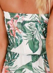 Summer Sexy Floral Print Chest Wrapped Elastic Waist Beach Dress