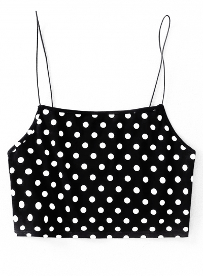 Sexy Slim Polka Dots Spaghetti Strap Backless Crop Top Camisole