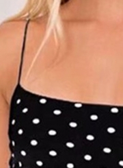 Sexy Slim Polka Dots Spaghetti Strap Backless Crop Top Camisole