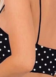 Sexy Slim Polka Dots Spaghetti Strap Backless Crop Top Camisole