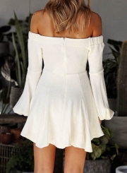 Sexy Off The Shoulder Lantern Sleeve High Waist Ruffle Dress