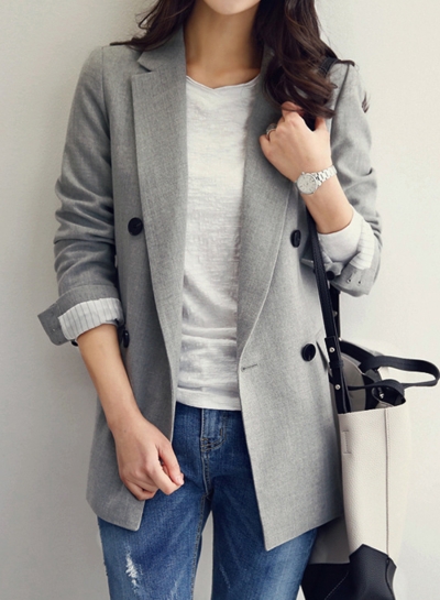 Casual Long Sleeve Turn-Down Collar Slim Solid Pockets Suit Blazer YOUYOUFASHIONEC.com