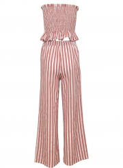 2 Piece Striped Chest Wrapped Crop Top Wide Leg Pants