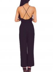 Apricot Wrap and Tie Sexy Open Back Jumpsuit