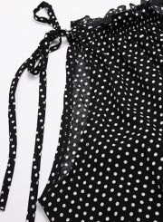 Polka Dot Sleeveless Spaghetti Strap Irregular Ruffle A-line Dress