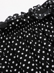 Polka Dot Sleeveless Spaghetti Strap Irregular Ruffle A-line Dress