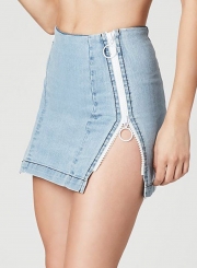 Summer Sexy High Waist Side Zip Slim Denim Skirt