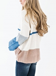 Colorful Long Sleeve Round Neck Loose Pullover Sweater