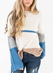 Colorful Long Sleeve Round Neck Loose Pullover Sweater