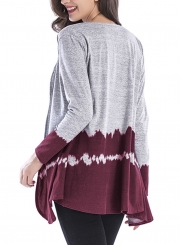 Casual Dyed Long Sleeve Collarless Open Front Long Cardigan