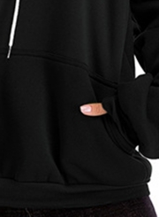 Hooded Long Sleeve Color Block Fleece Loose Pocket Hoodie