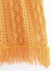 Yellow Sweater Tank Top With Tassel