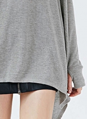 Casual Long Sleeve Irregular Loose Tee