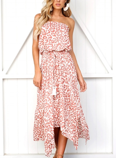 Summer Sexy Floral Print Chest Wrapped Elastic Waist Beach Dress LZDINTECOMMERCE.com