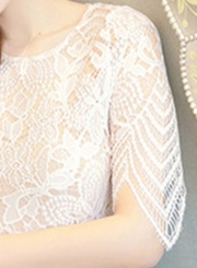 White Lace Irregular Midi Dress