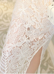 White Lace Irregular Midi Dress