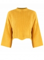 yellow-women-s-flare-sleeve-round-neck-loose-short-pullover-sweater