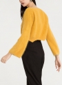 yellow-women-s-flare-sleeve-round-neck-loose-short-pullover-sweater