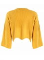 yellow-women-s-flare-sleeve-round-neck-loose-short-pullover-sweater