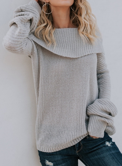 Sexy Off Shoulder Flare Sleeve Loose Pullover Sweater YOUYOUFASHIONEC.com