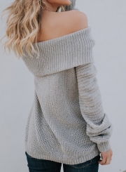 Sexy Off Shoulder Flare Sleeve Loose Pullover Sweater