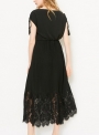 black-sleeveless-elastic-waist-lace-dress-with-tassel