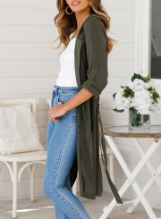 Green Thin Slit Coat Windbreaker