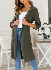 Green Thin Slit Coat Windbreaker