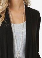 Black Casual Long Sleeve Open Front Cardigan With Pockets