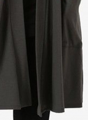 Grey Casual Long Sleeve Open Front Cardigan With Pockets