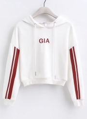 White Casual 2 Piece Sportswear Striped Loose Hoodie With Pants