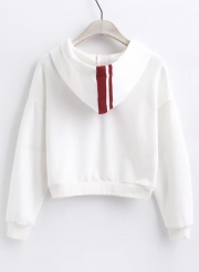 White Casual 2 Piece Sportswear Striped Loose Hoodie With Pants