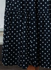 Navy Sleeveless Round Neck Elastic Waist Polka Dot Maxi Dress