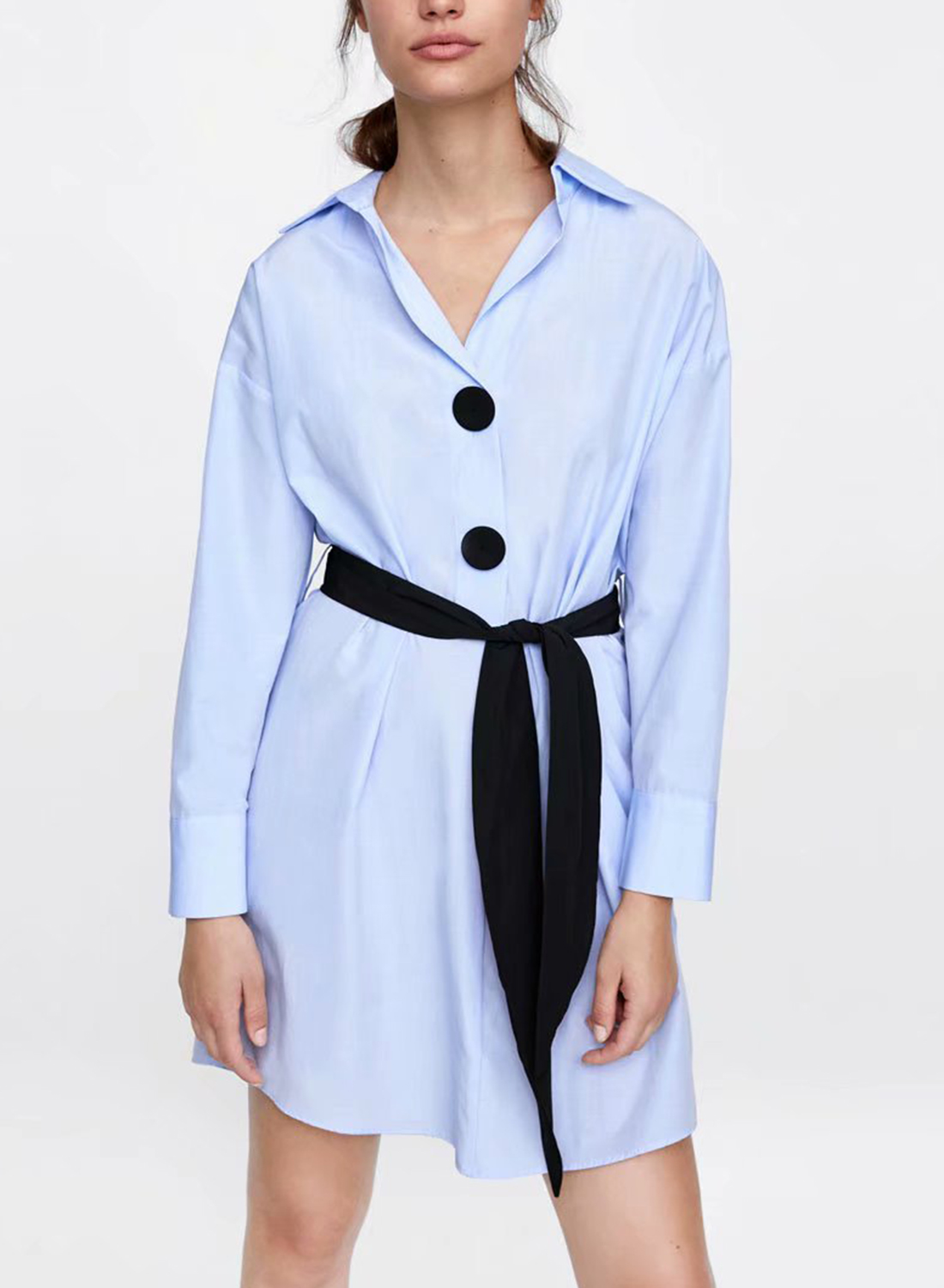 light blue button dress