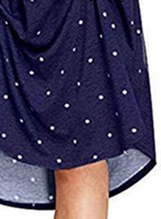 Navy Short Sleeve Polka Dot Elastic Knit Dress