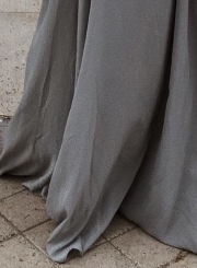 Grey V Neck Flying Sleeve Maxi party Dress