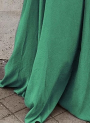 Green V Neck Flying Sleeve Maxi party Dress