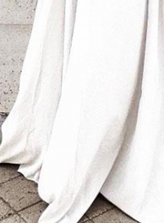 White V Neck Flying Sleeve Maxi Evening Dress