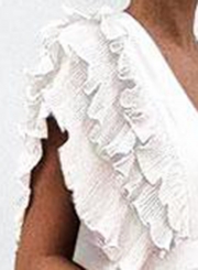White V Neck Flying Sleeve Maxi Evening Dress