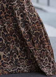 Leopard Print Spaghetti Strap Maxi Party Dress