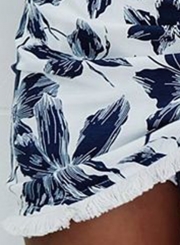 Summer Floral Print Elastic Waist Irregular Short Skirt