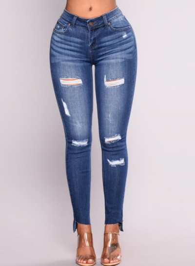 Destroyed Ripped Distressed Stretch High Waist Skinny Jeans STYLESIMO.com