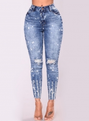 Destroyed Ripped Distressed Boyfriend Slim Fit Skinny Stretchy Jeans